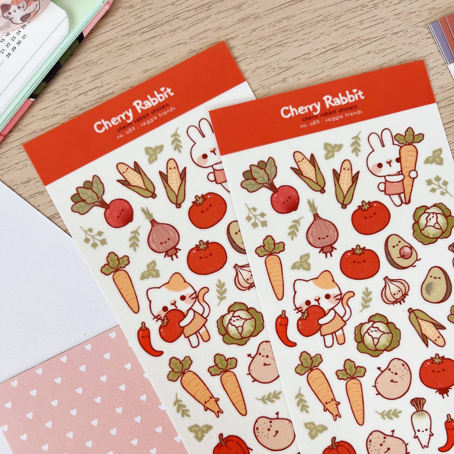 Cherry Rabbit Sticker Sheet - Veggie Friends