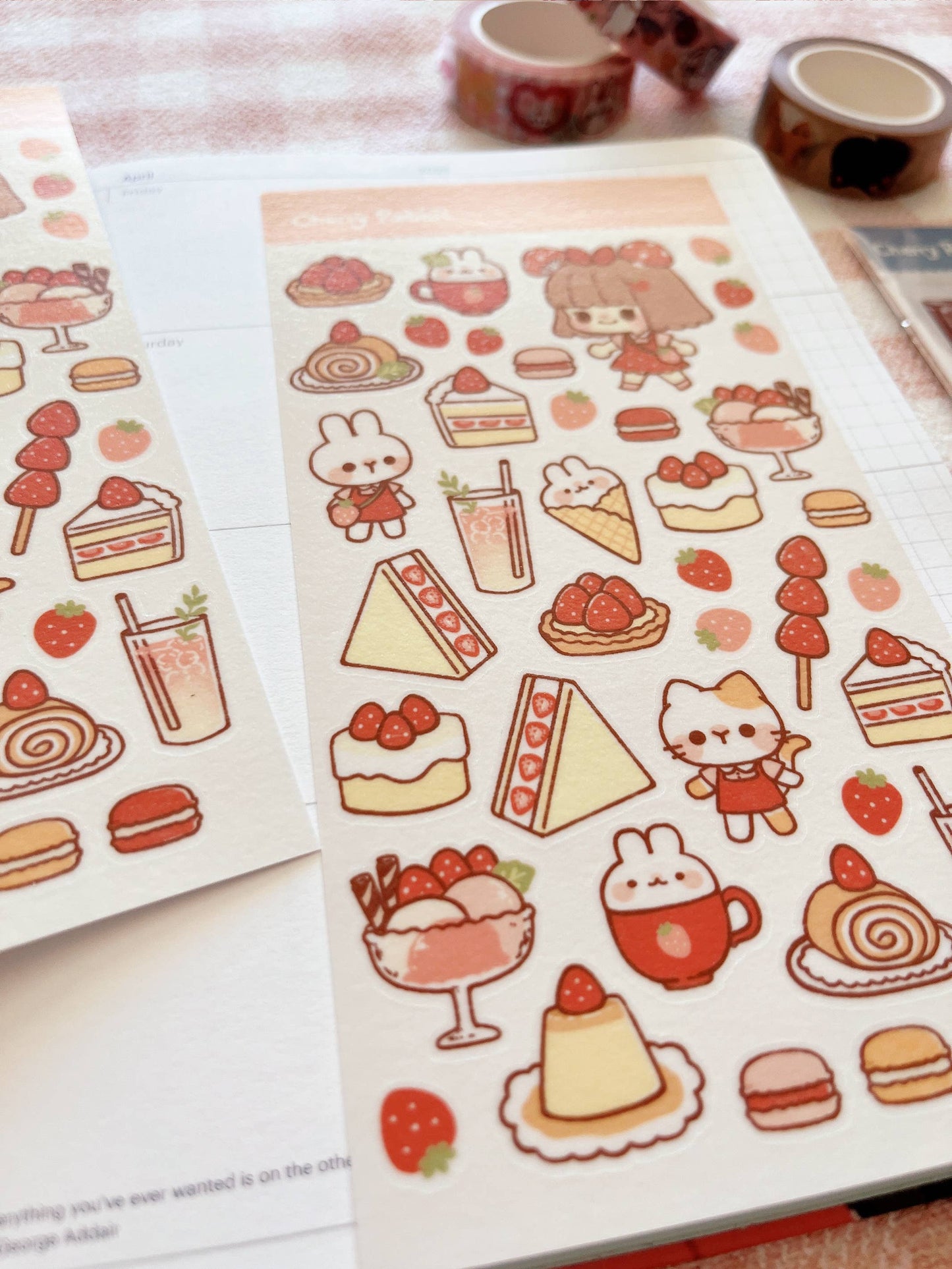 Cherry Rabbit Sticker Sheet - Strawberry Cafe
