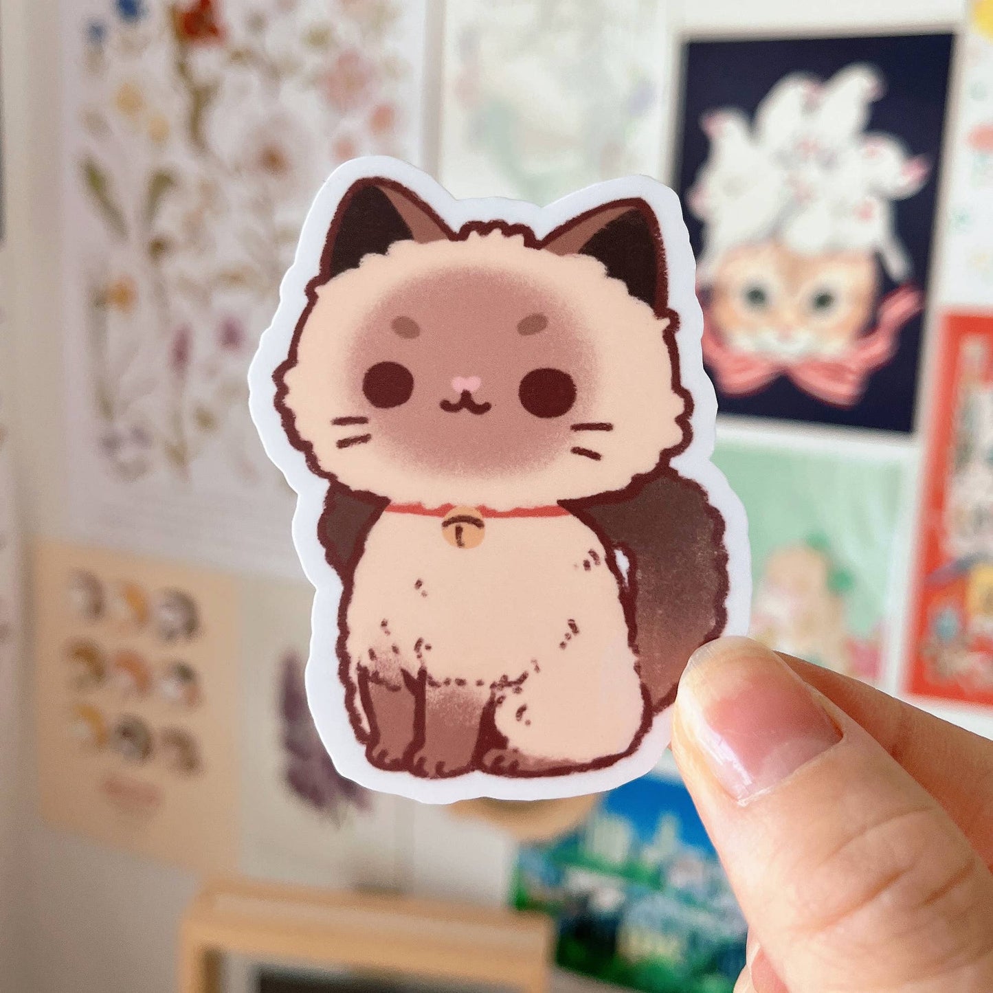 Cherry Rabbit Vinyl Die Cut Sticker - Ragdoll Cat