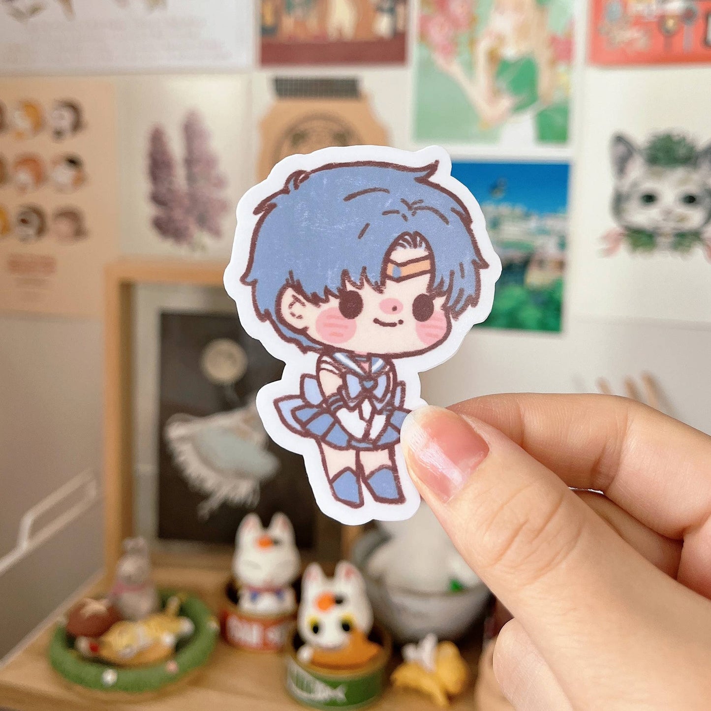 Cherry Rabbit Vinyl Die Cut Sticker - Sailormoon Series: Sailor Mercury