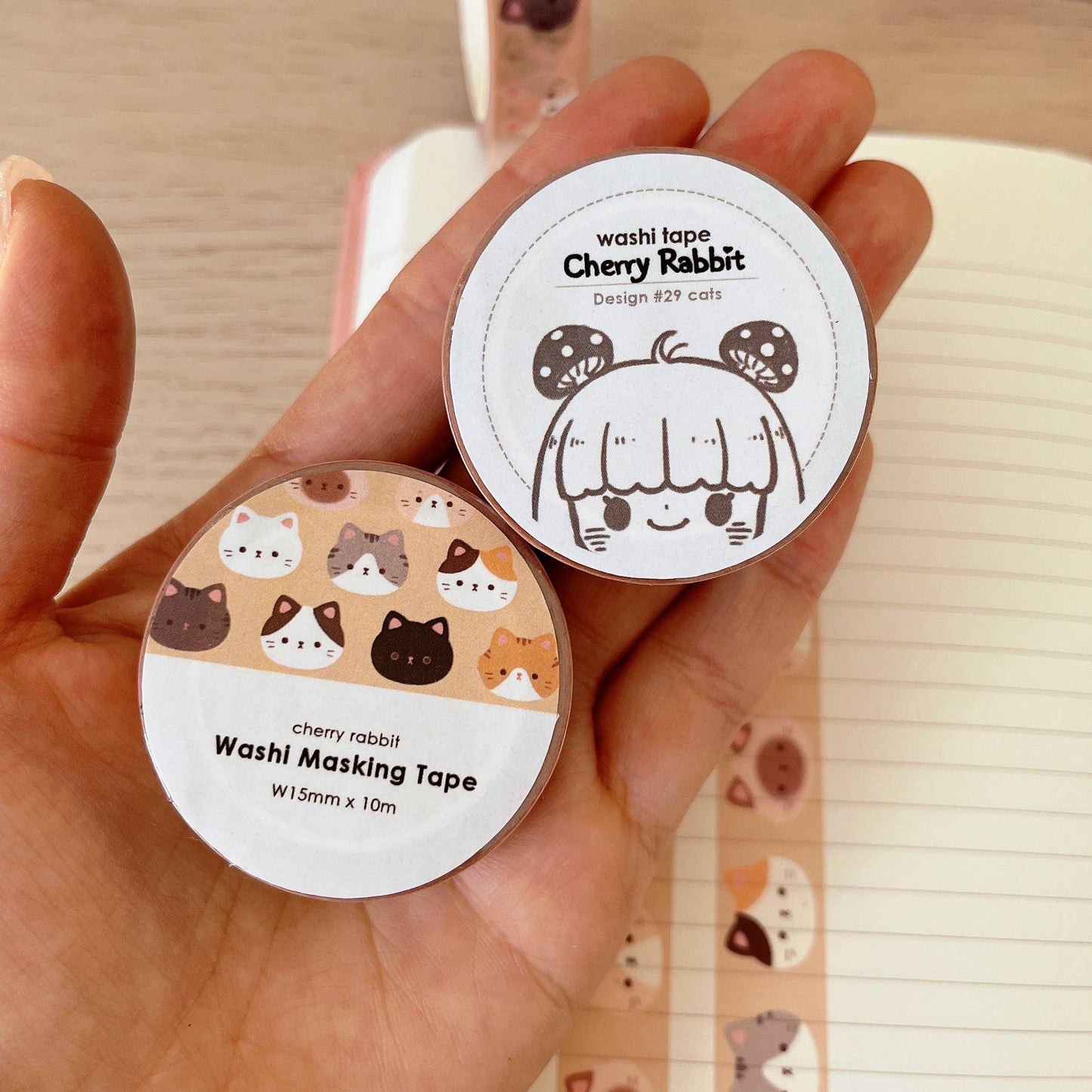 Cherry Rabbit Washi Tape - Cat Heads