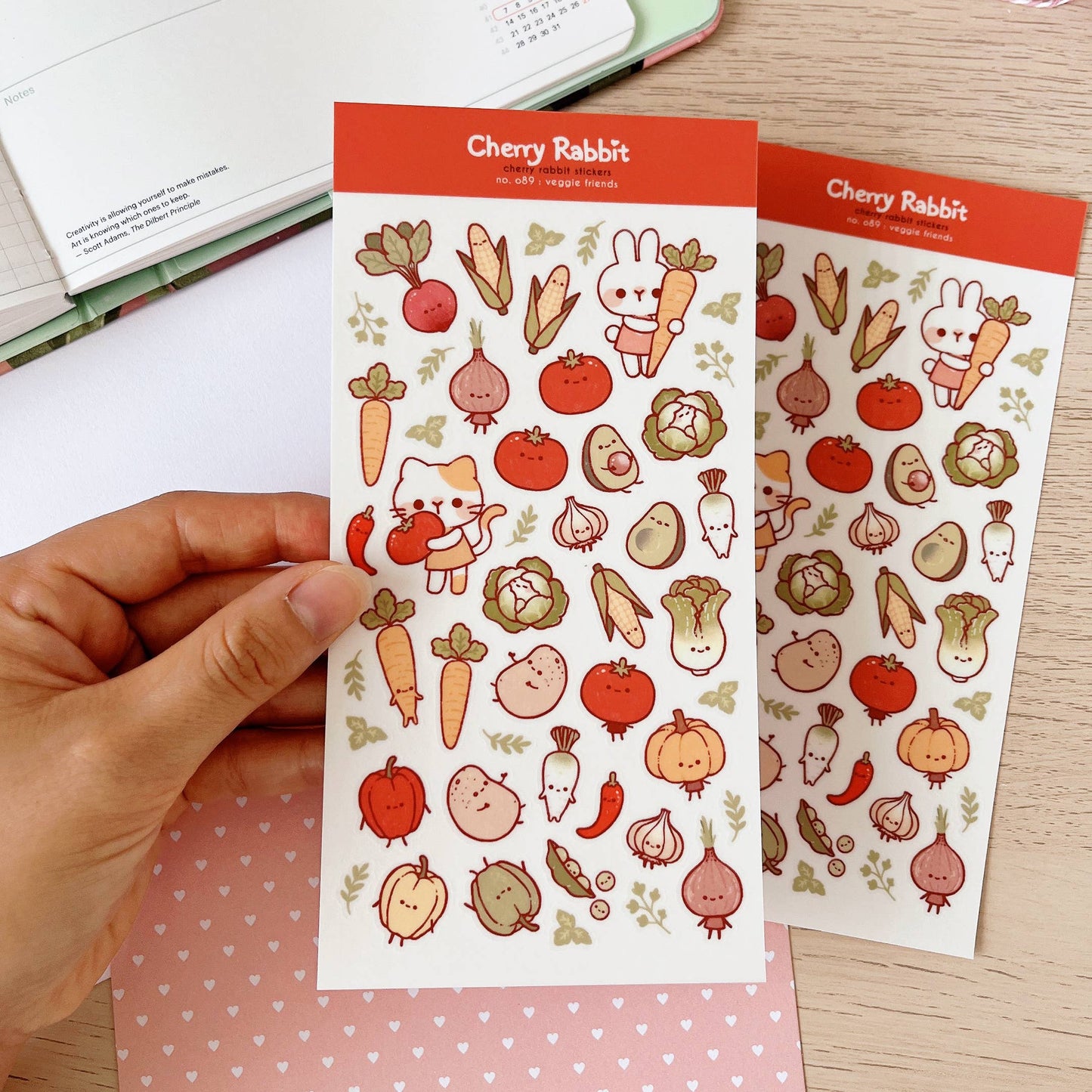 Cherry Rabbit Sticker Sheet - Veggie Friends