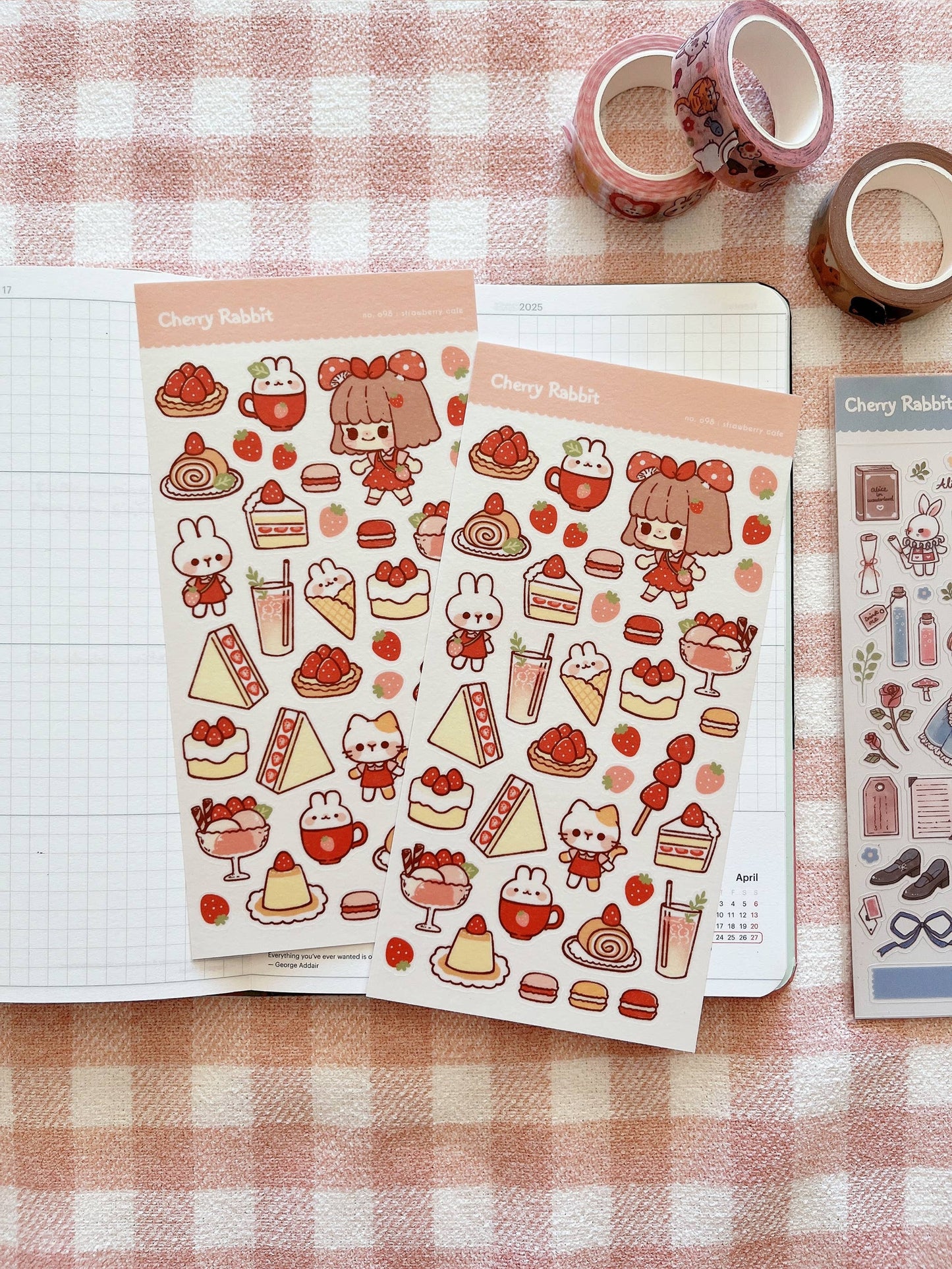 Cherry Rabbit Sticker Sheet - Strawberry Cafe