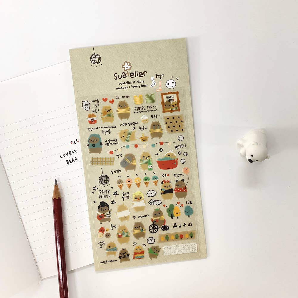 Suatelier Sticker Sheet - Lovely Bear