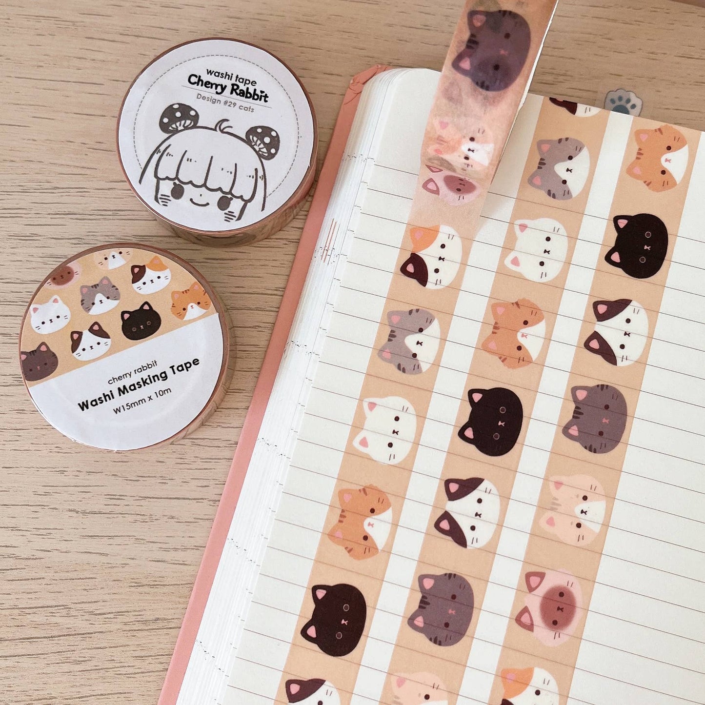 Cherry Rabbit Washi Tape - Cat Heads