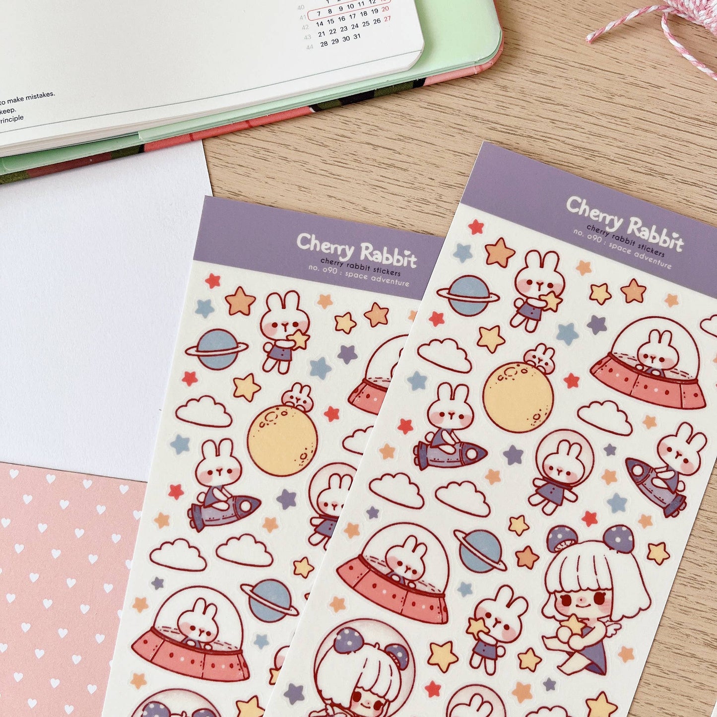 Cherry Rabbit Sticker Sheet - Space Adventure