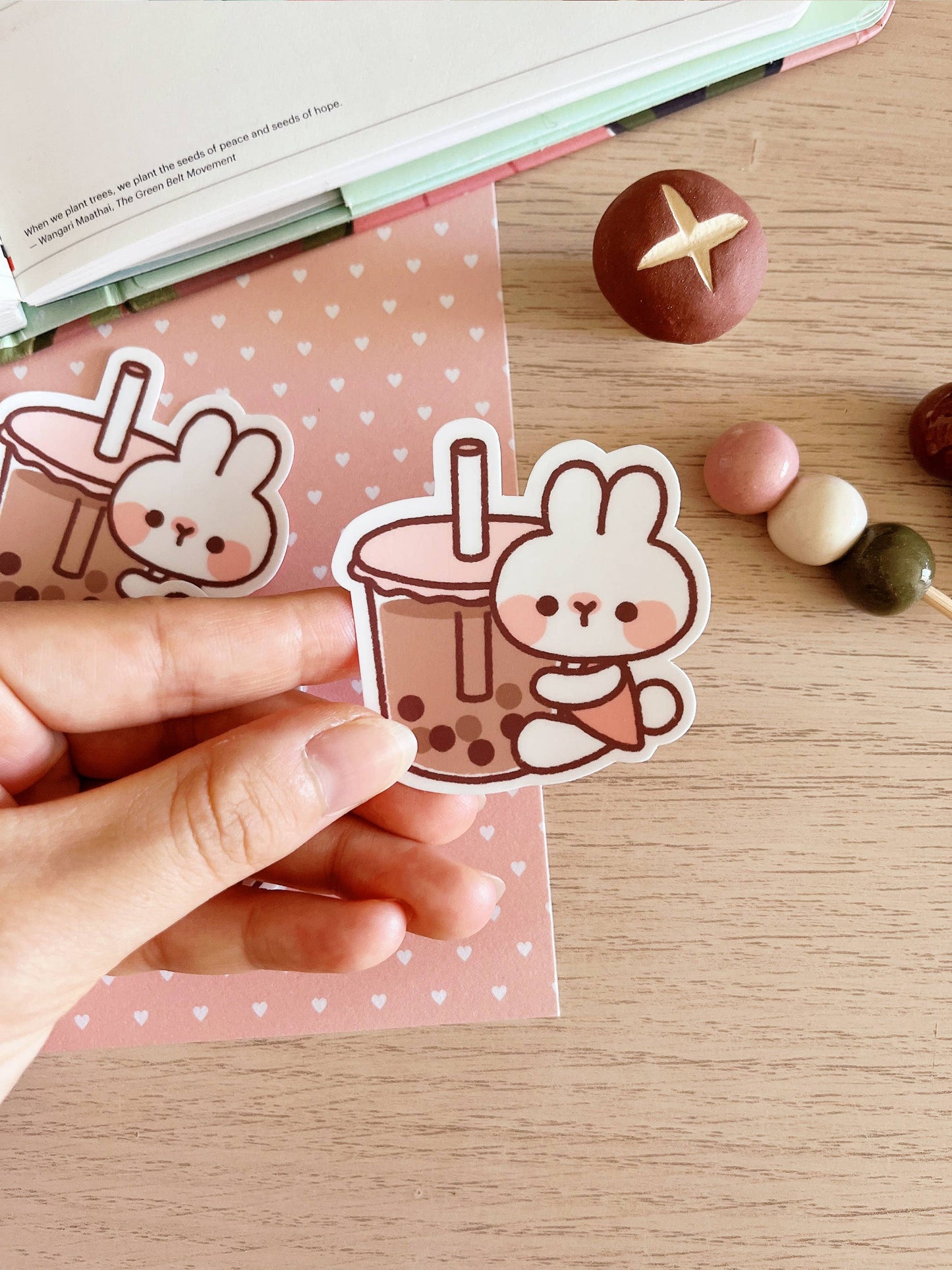 Cherry Rabbit Vinyl Die Cut Sticker - Bubble Tea Rabbit