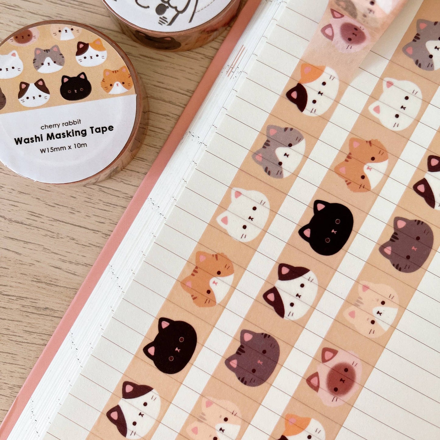 Cherry Rabbit Washi Tape - Cat Heads