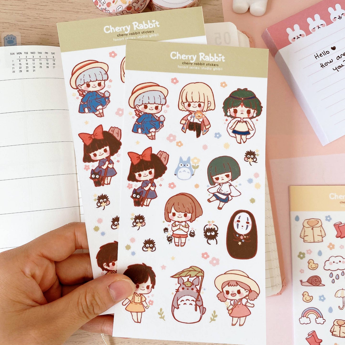 Cherry Rabbit Sticker Sheet - Studio Ghibli