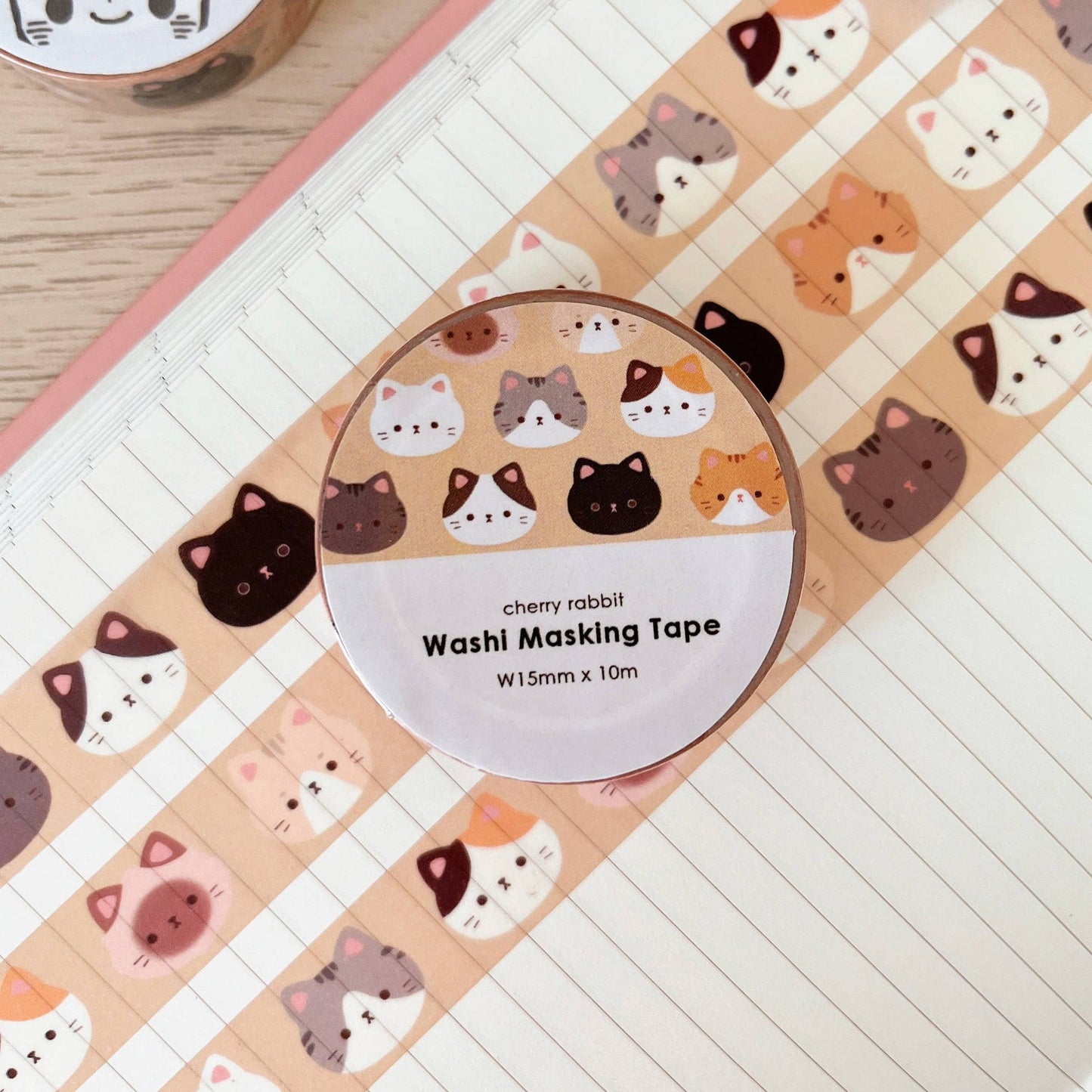 Cherry Rabbit Washi Tape - Cat Heads