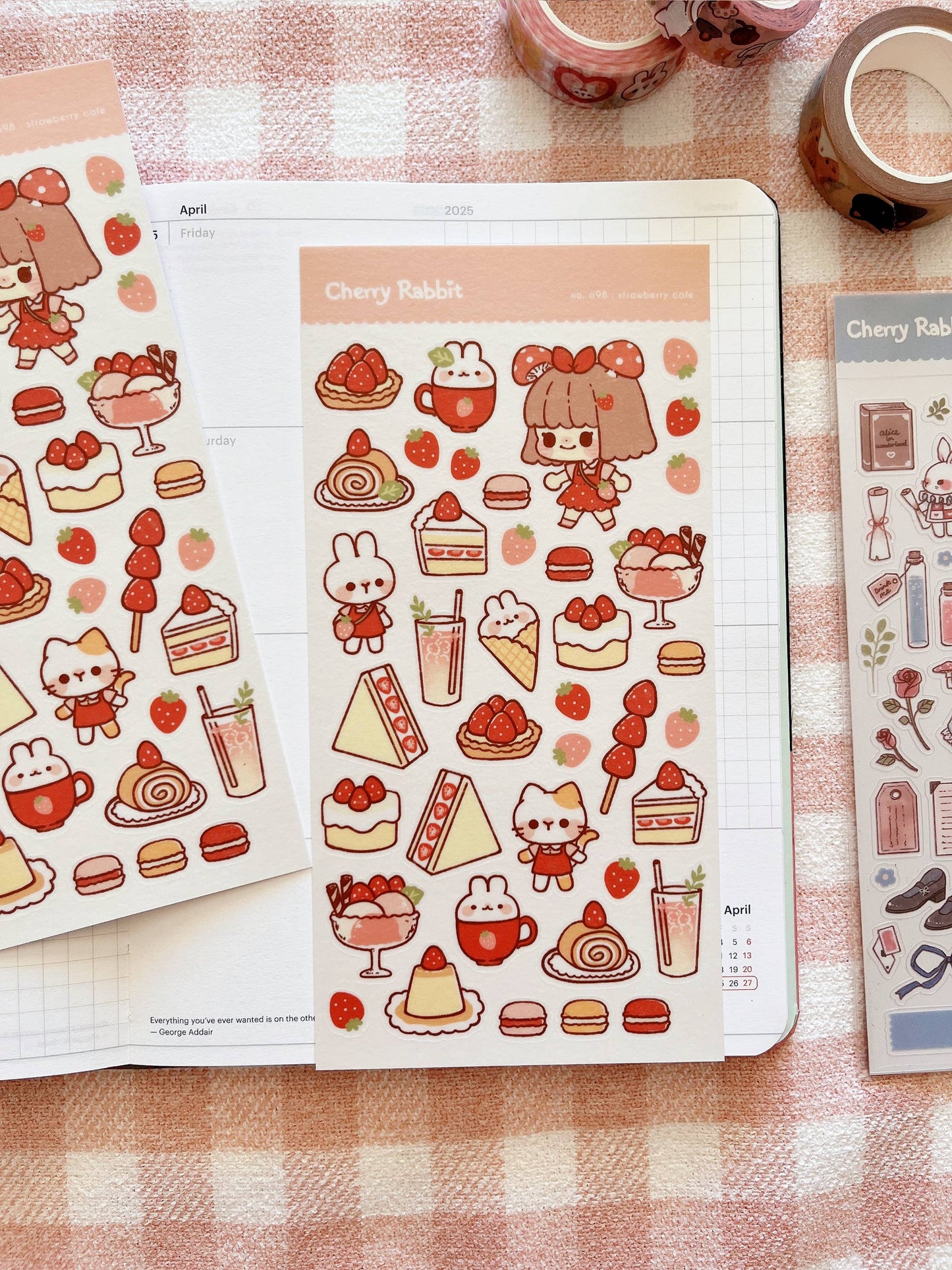 Cherry Rabbit Sticker Sheet - Strawberry Cafe
