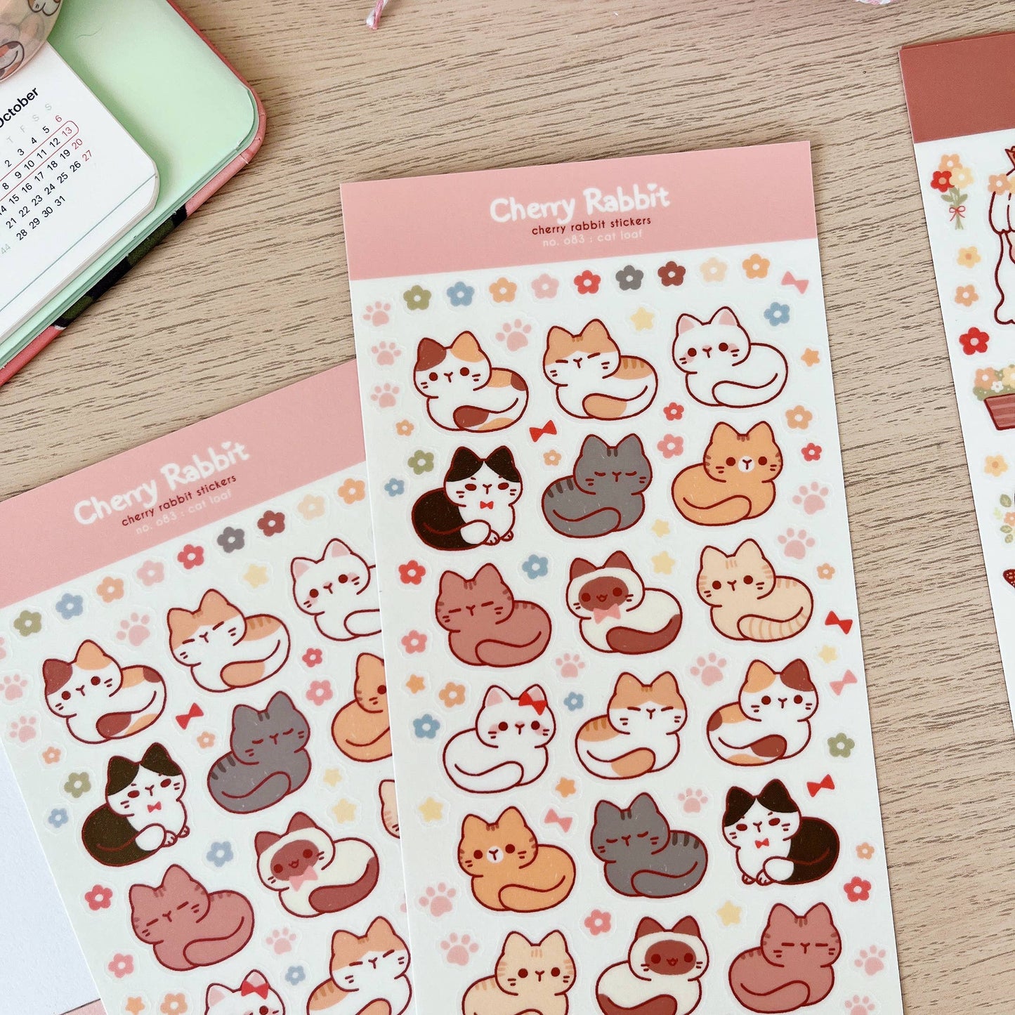 Cherry Rabbit Sticker Sheet - Cat Loaf