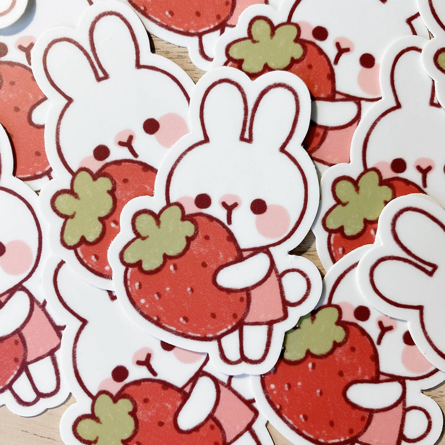 Cherry Rabbit Vinyl Die Cut Sticker - Strawberry Rabbit