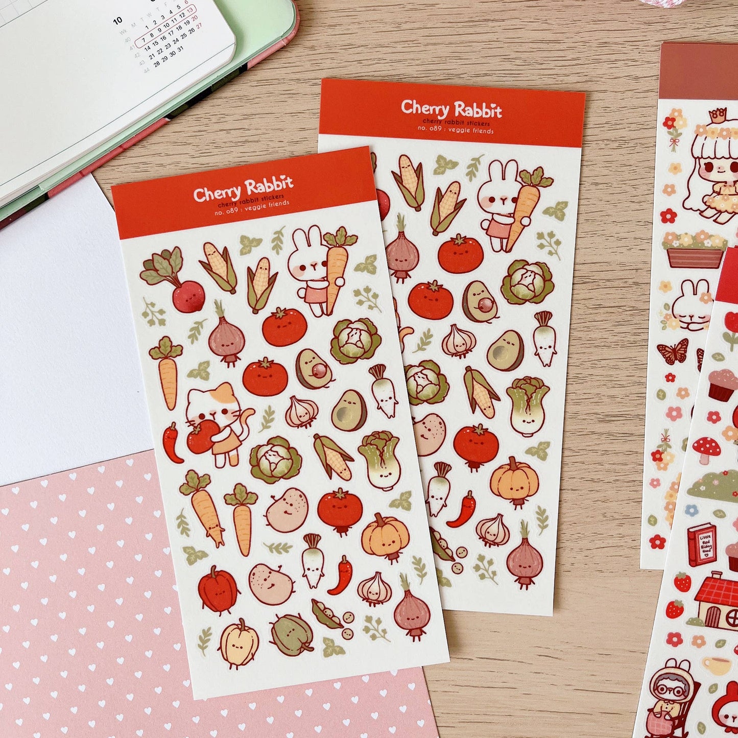Cherry Rabbit Sticker Sheet - Veggie Friends