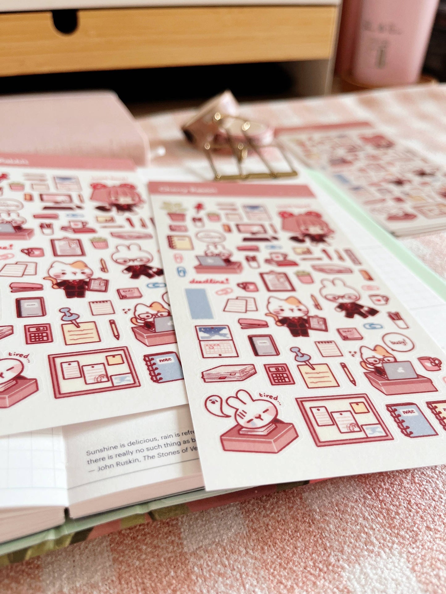 Cherry Rabbit Sticker Sheet - Office Days