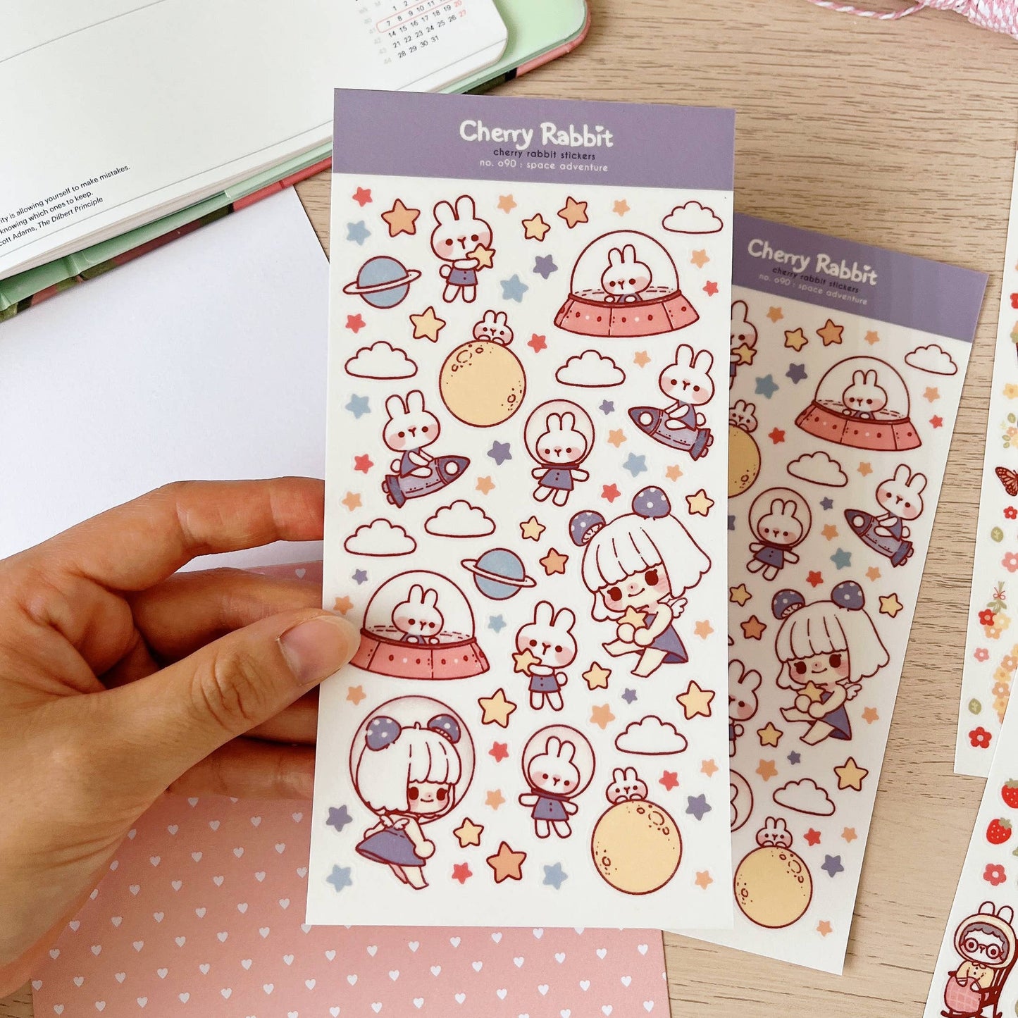 Cherry Rabbit Sticker Sheet - Space Adventure
