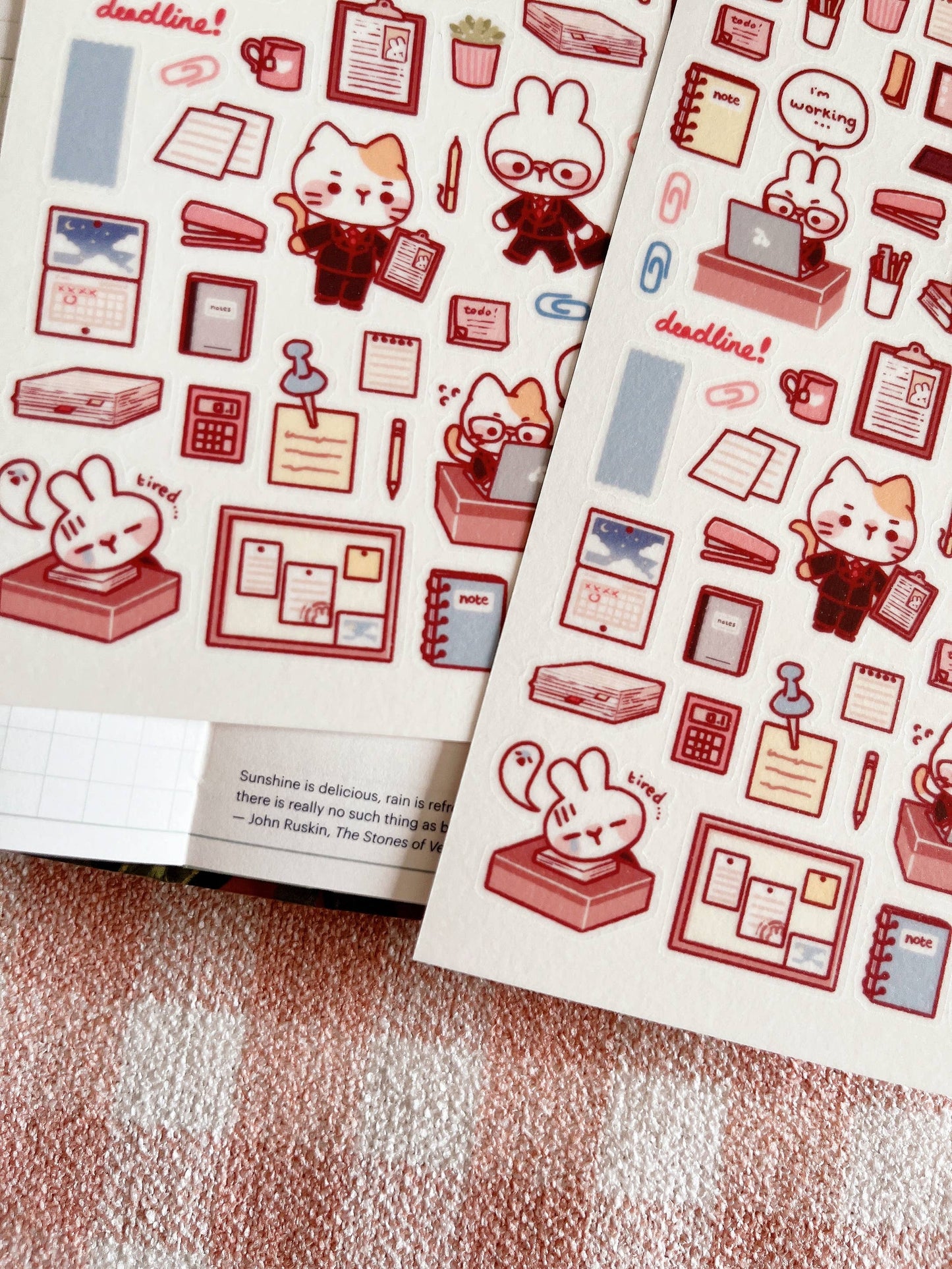 Cherry Rabbit Sticker Sheet - Office Days