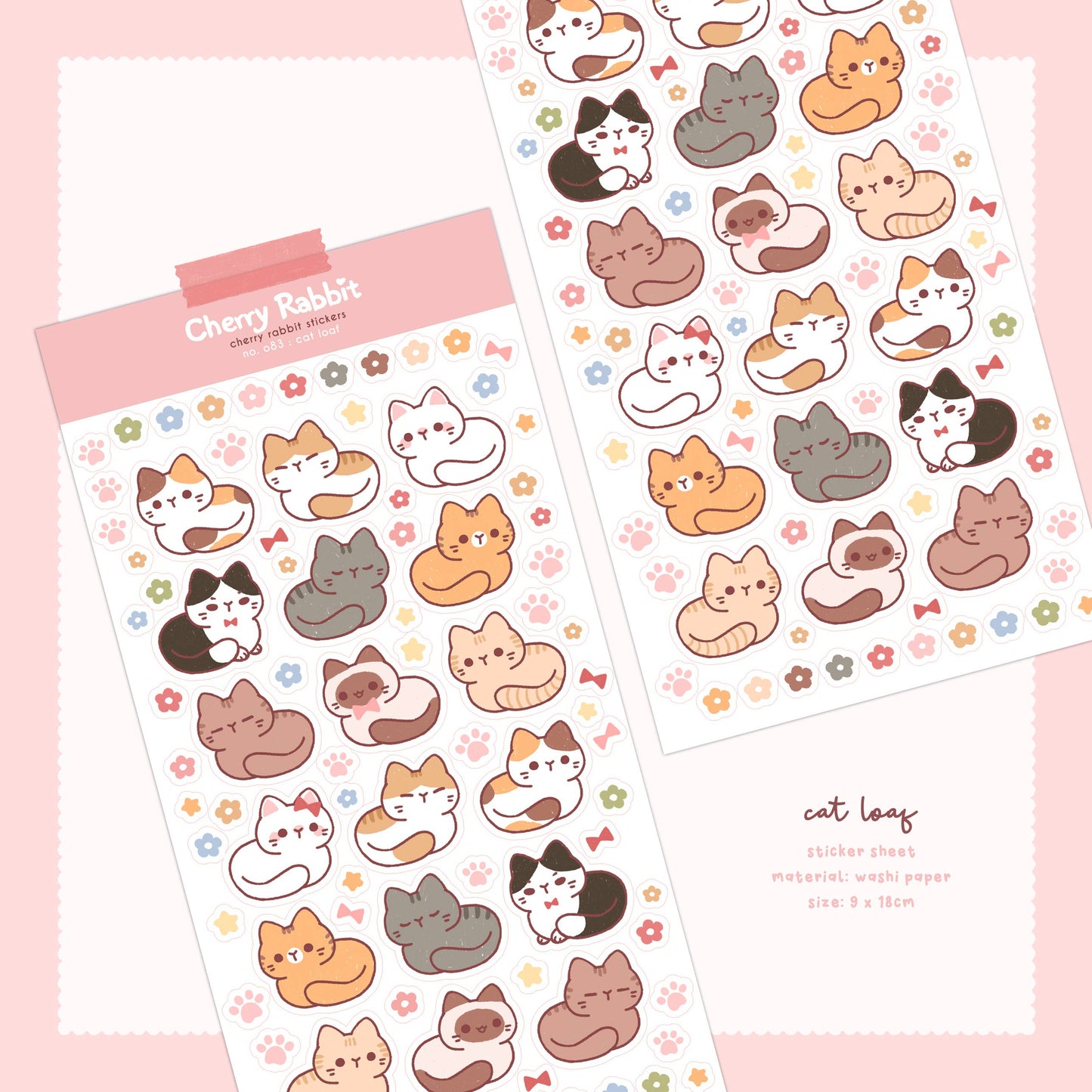 Cherry Rabbit Sticker Sheet - Cat Loaf