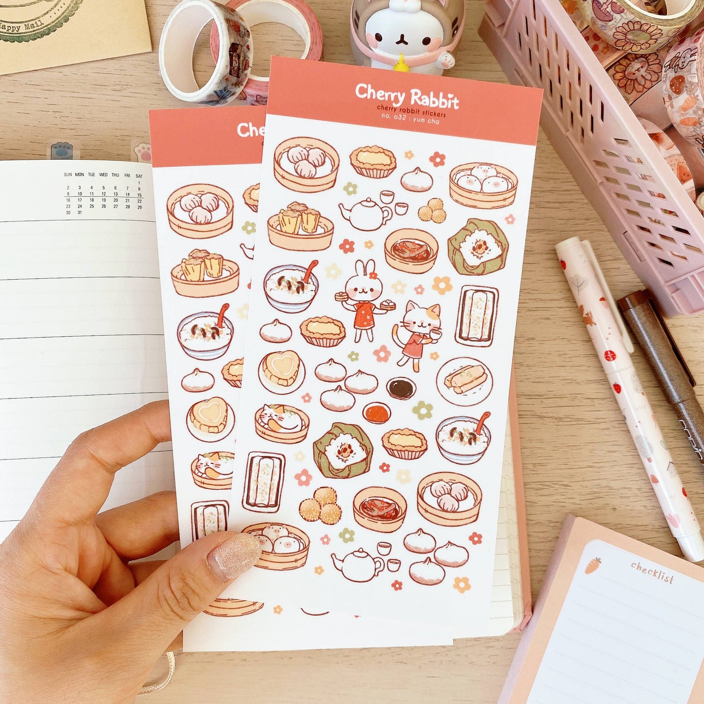 Cherry Rabbit Sticker Sheet - Yum Cha
