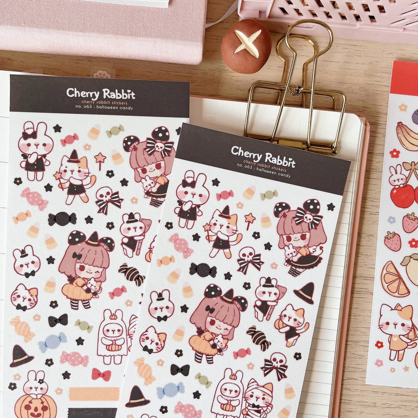 Cherry Rabbit Sticker Sheet - Halloween Candy