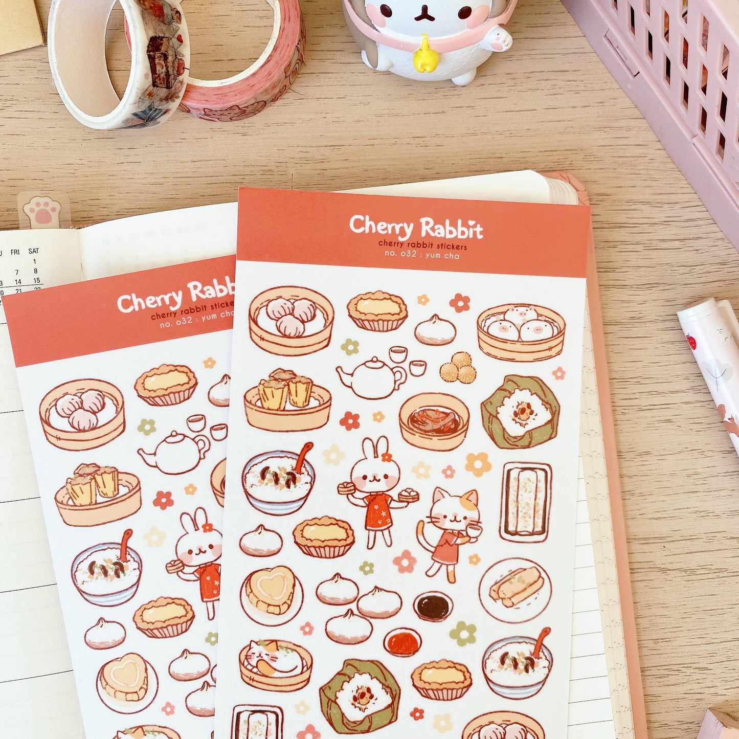Cherry Rabbit Sticker Sheet - Yum Cha