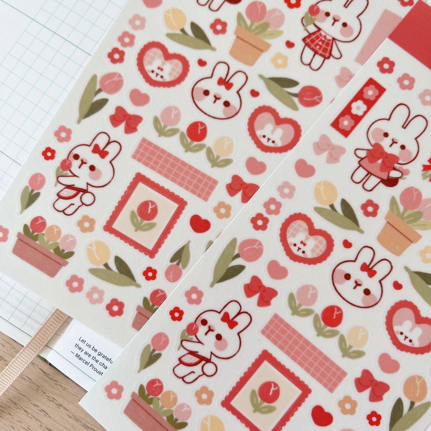 Cherry Rabbit Sticker Sheet - Tulip Rabbit