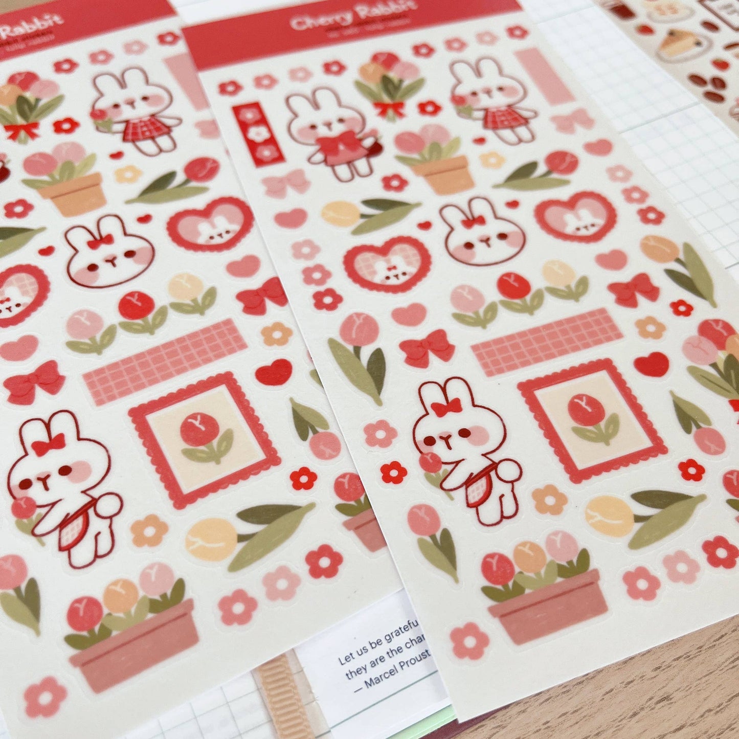Cherry Rabbit Sticker Sheet - Tulip Rabbit