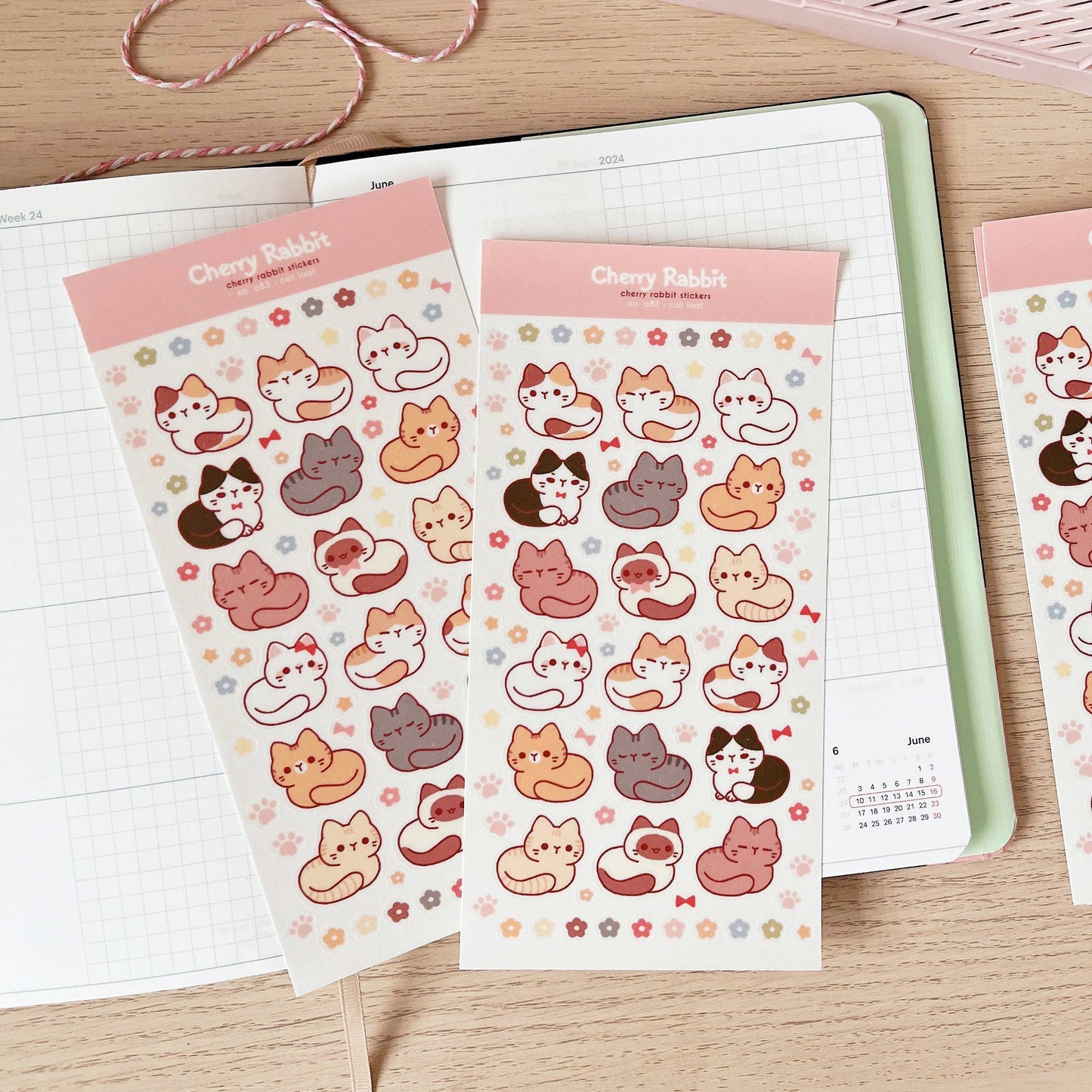 Cherry Rabbit Sticker Sheet - Cat Loaf