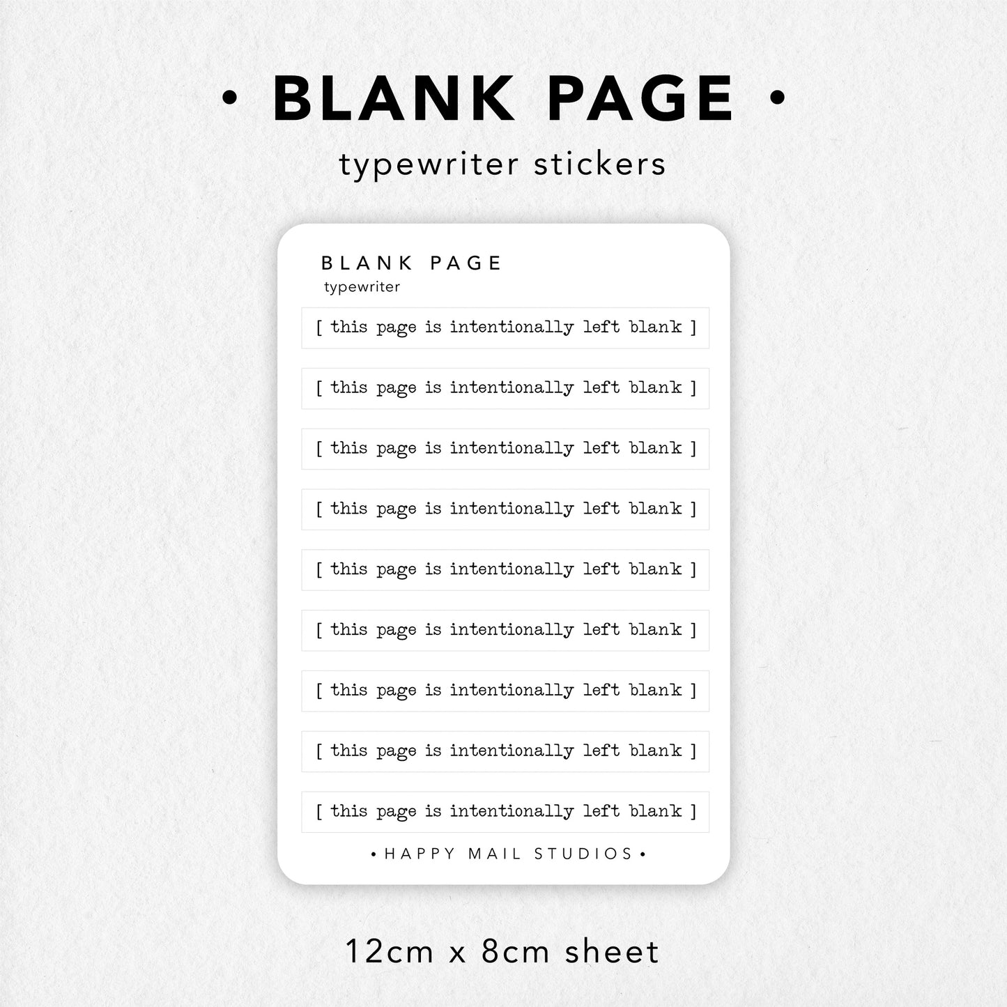 This page is intentional left blank' in typewriter minimal style to customise your planners and bullet journals
