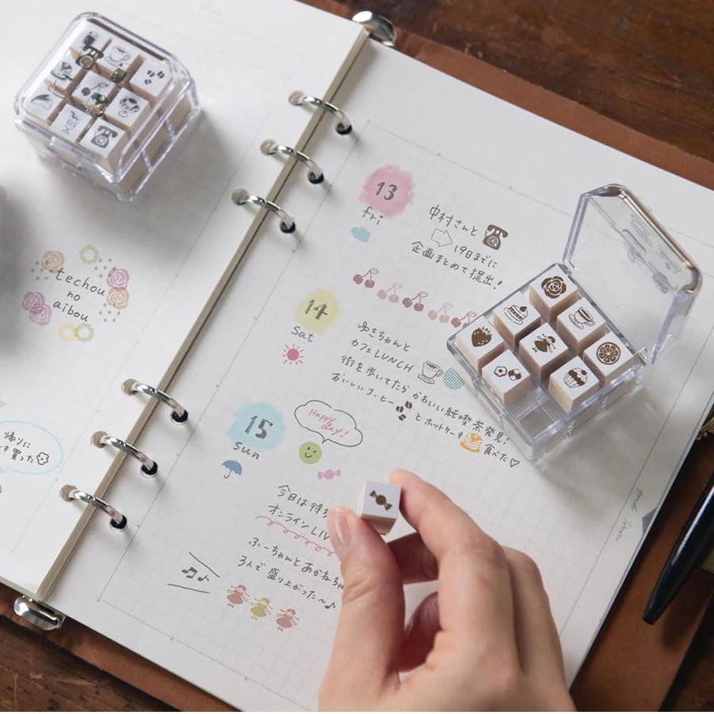 Beverly Mini Stamp Set with snacks and tea theme