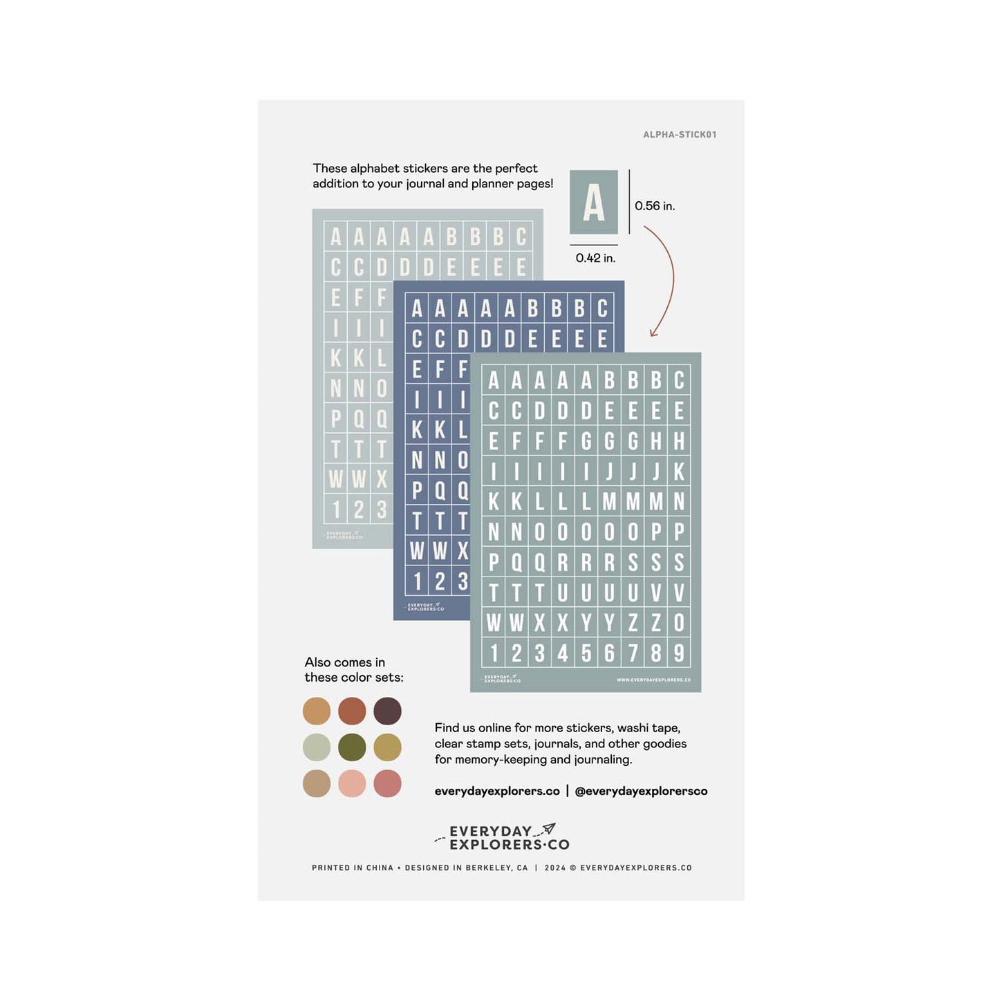 Everyday Explorers Co. Sticker Sheet - Alphabet - Cloudy Days (Set of 3)