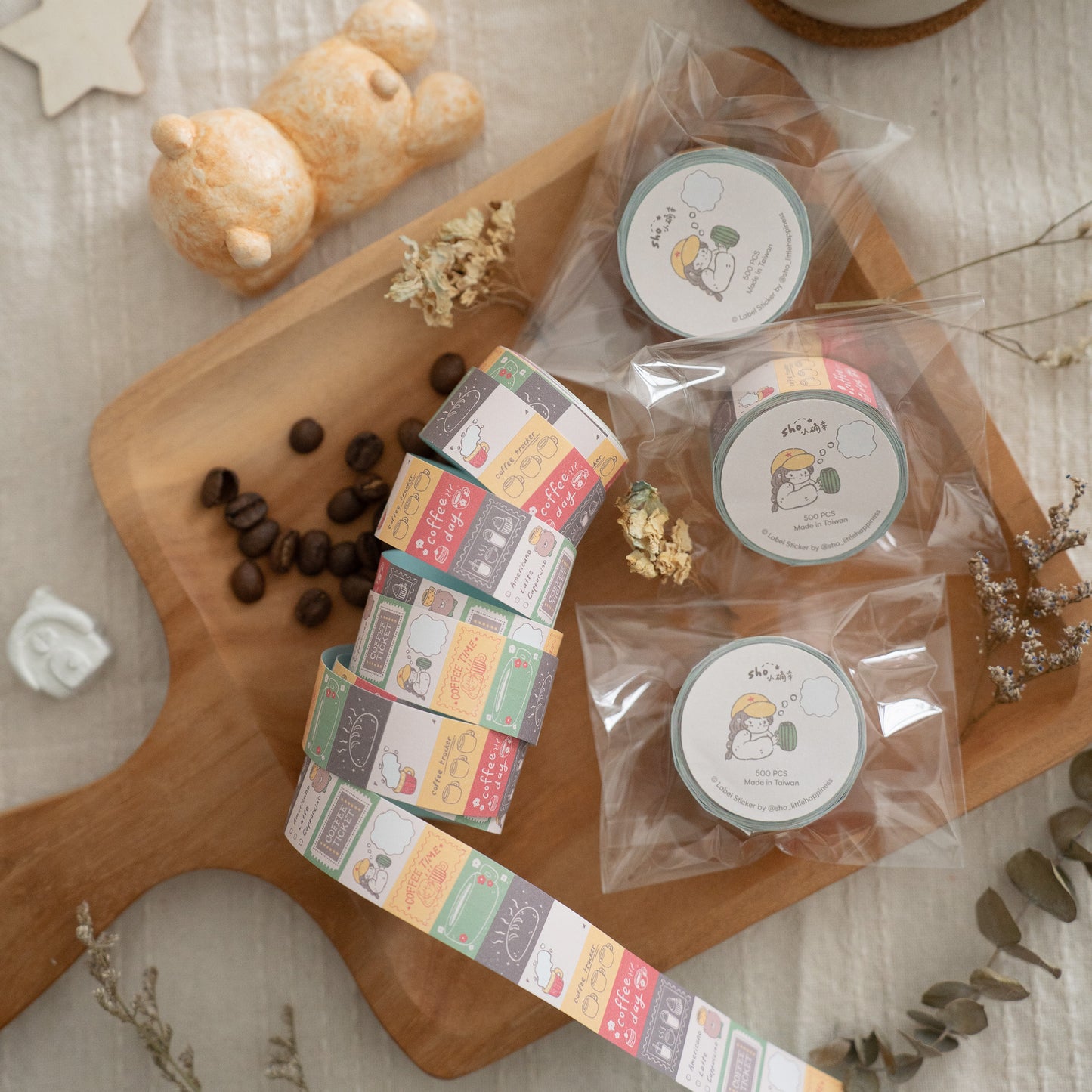 Sho Little Happiness Label Stickers - Coffee