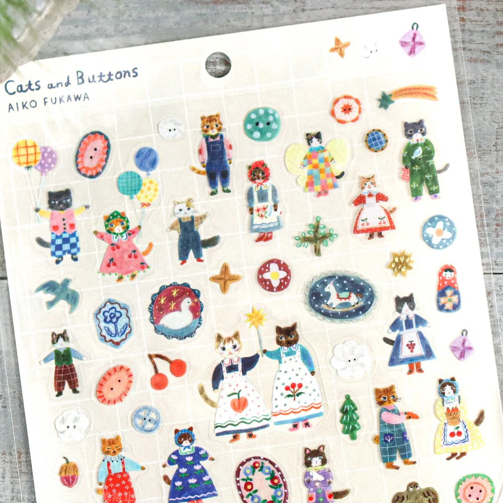 Cozyca Sticker Sheet Aiko Fukawa - Cats and Buttons