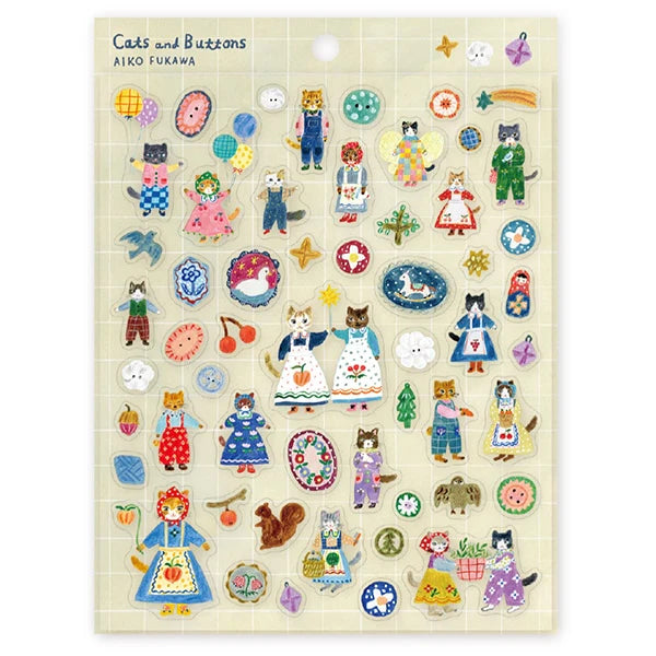 Cozyca Sticker Sheet Aiko Fukawa - Cats and Buttons