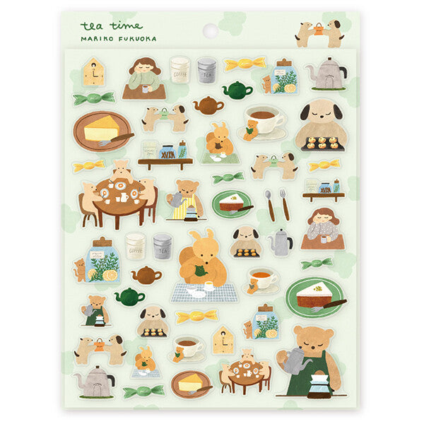 Cozyca Sticker Sheet by Mariko Fukuoka - Tea Time