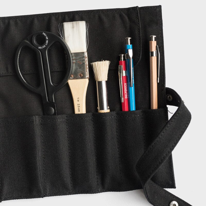 Delfonics Canvas Roll Pencil Case - Black