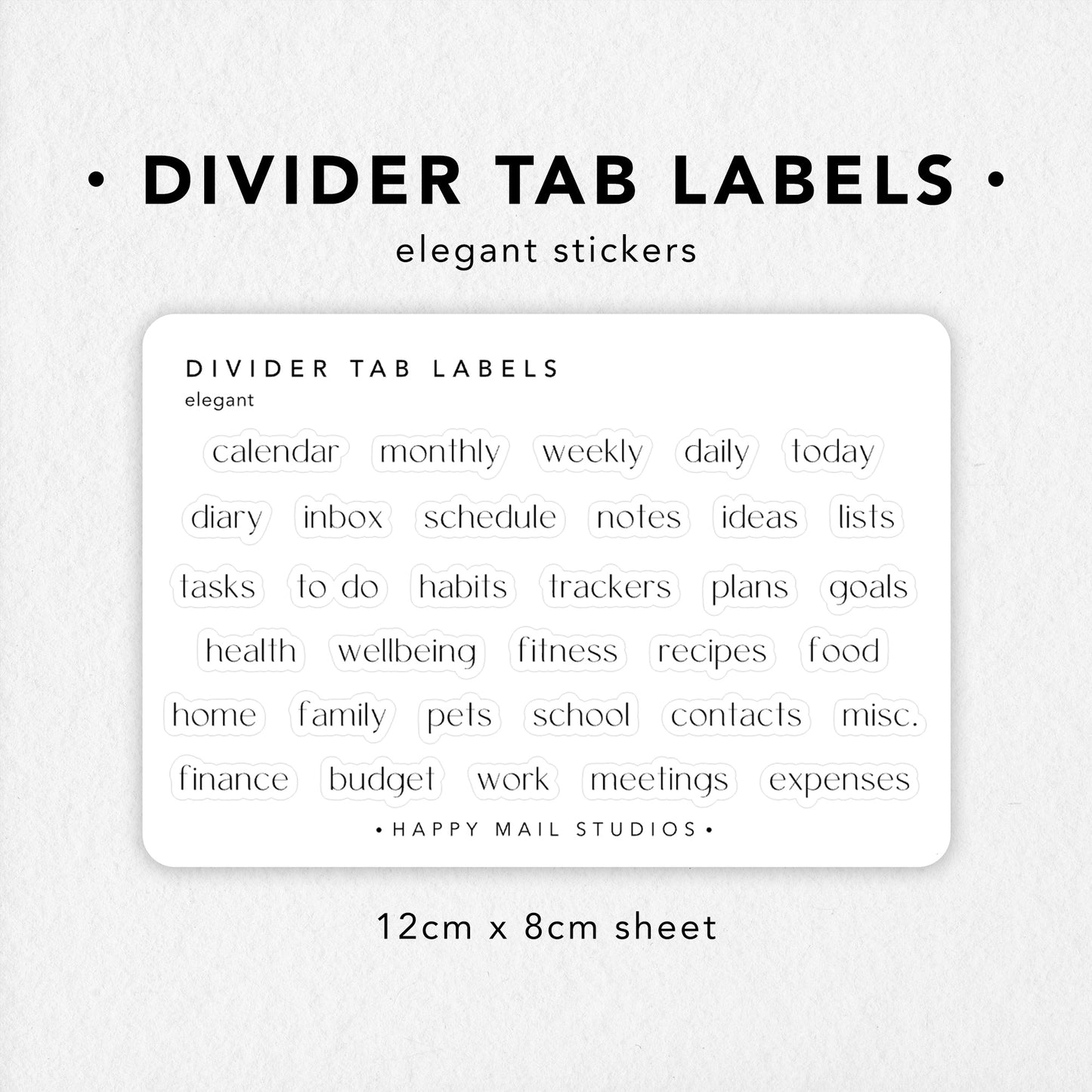 Divider Tab Labels Elegant Stickers