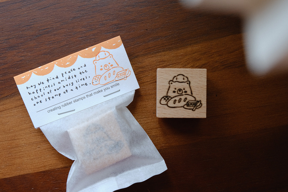 Eileen Tai Rubber Stamp | Foodie Bears Series - Bread & Butter
