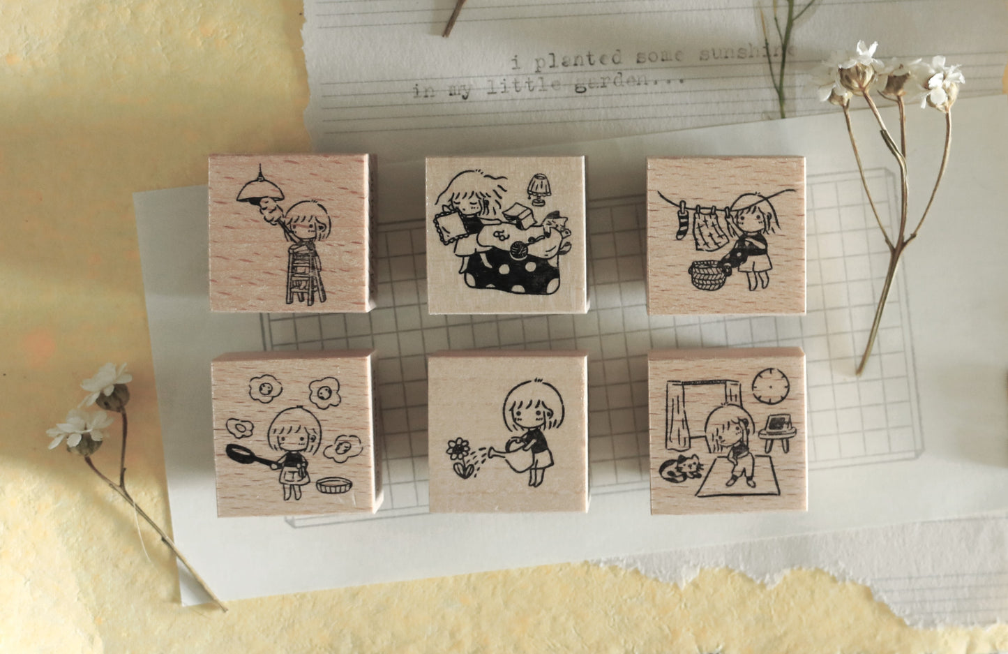 Eileen Tai Rubber Stamp | Mini Girls: At Home - Counting Sheep