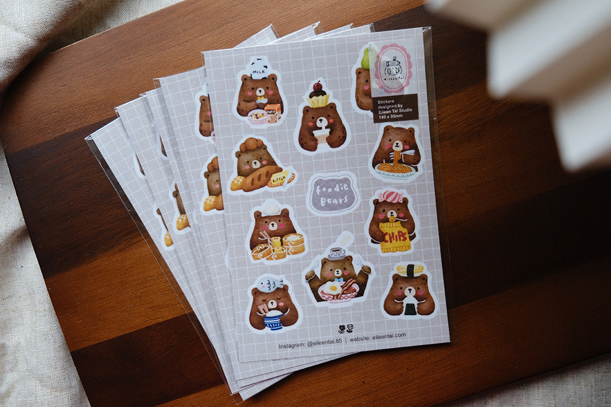 Eileen Tai Sticker Sheet - Foodie Bears