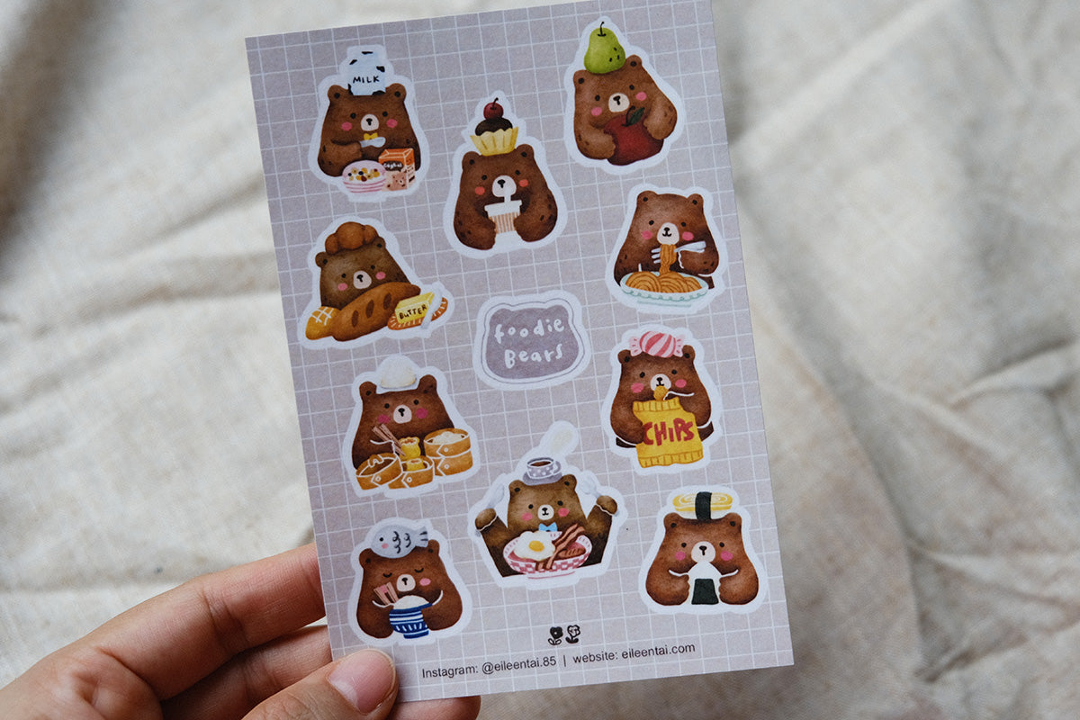 Eileen Tai Sticker Sheet - Foodie Bears
