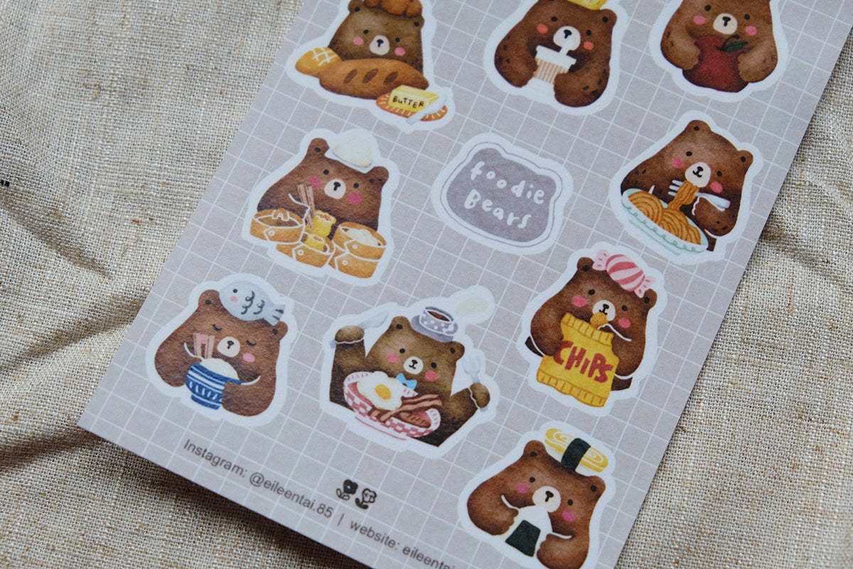 Eileen Tai Sticker Sheet - Foodie Bears