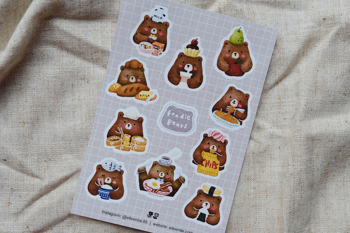 Eileen Tai Sticker Sheet - Foodie Bears