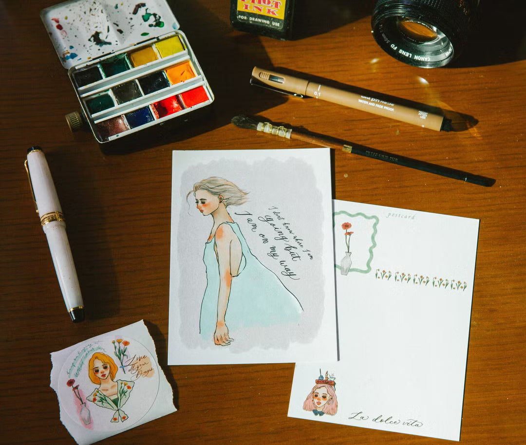 La Dolce Vita Postcard - Girl Who Listens To The Wind And Watches The Sea