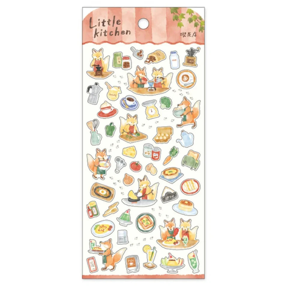 Mind Wave Little Kitchen Sticker Sheet - Coffee Shop with Fox