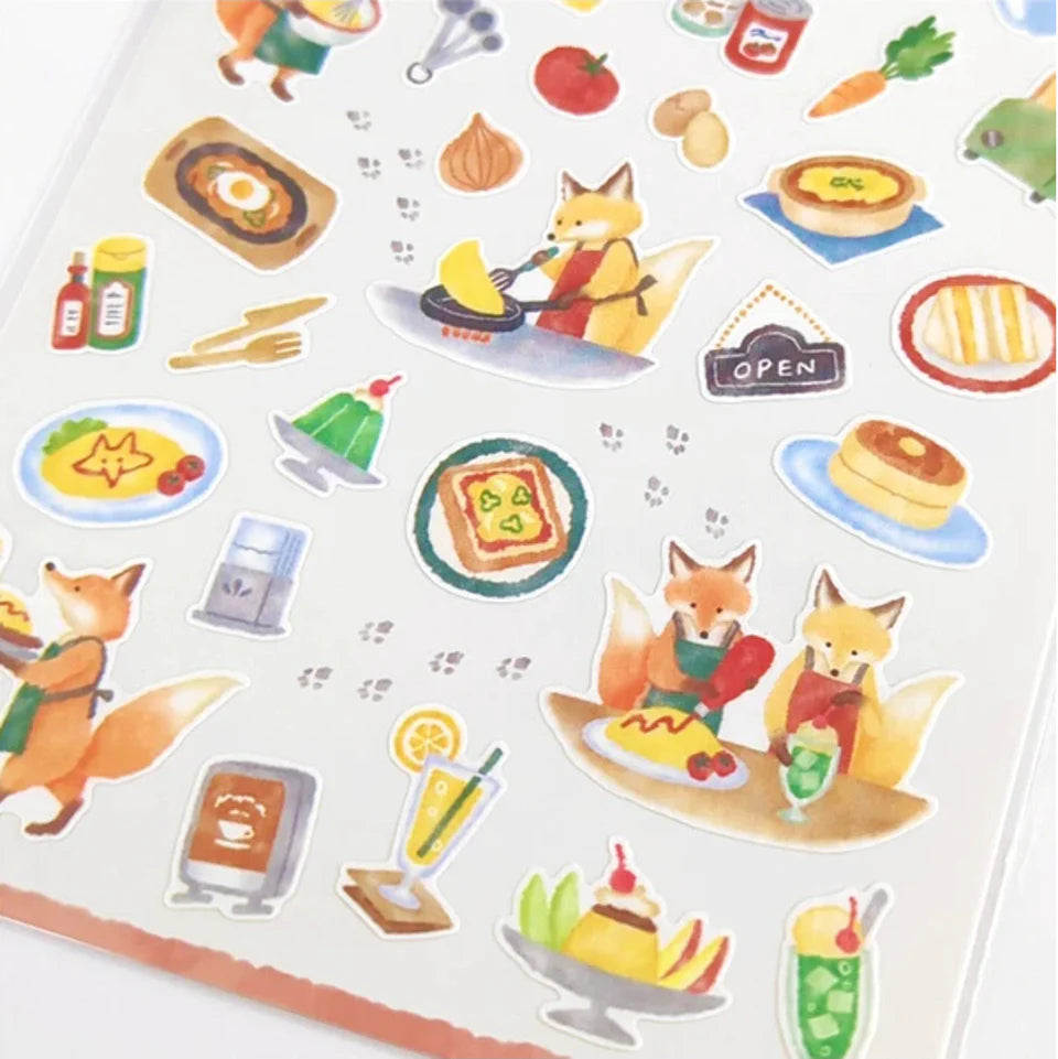 Mind Wave Little Kitchen Sticker Sheet - Coffee Shop with Fox