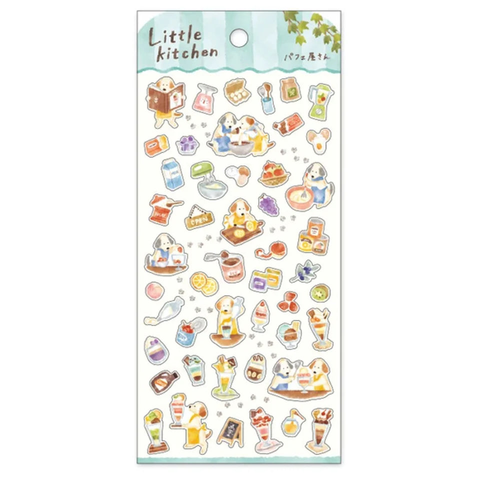 Mind Wave Little Kitchen Sticker Sheet - Parfait Shop with Dogs