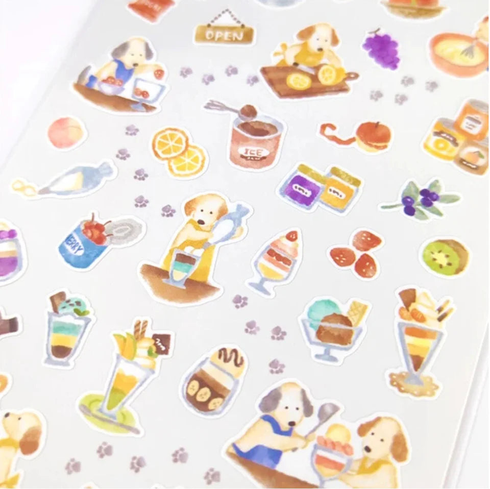 Mind Wave Little Kitchen Sticker Sheet - Parfait Shop with Dogs