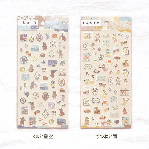 Mind Wave Lampo Sticker Sheet - Bear Starry Sky, Fox and Rain