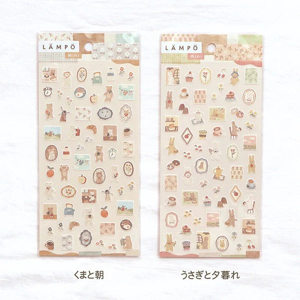 Mind Wave Lampo Sticker Sheet - Morning with a Bear, Rabbit